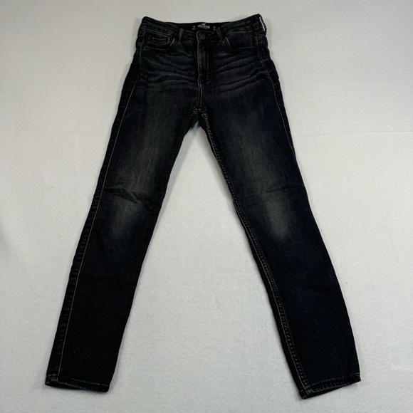 Hollister Super Skinny Crop Jeans Womens Size 1/25 Black Wash High Rise - Picture 2 of 13